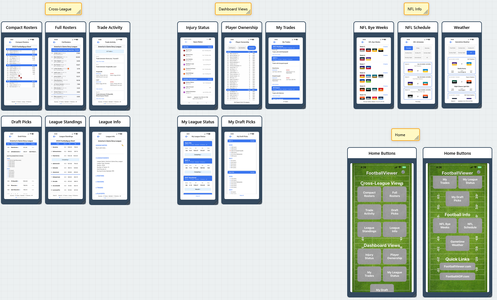 All FootballViewer Screens